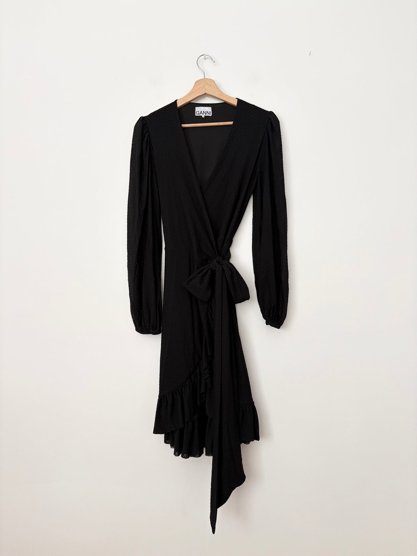 Ganni dot mesh wrap dress XS/S