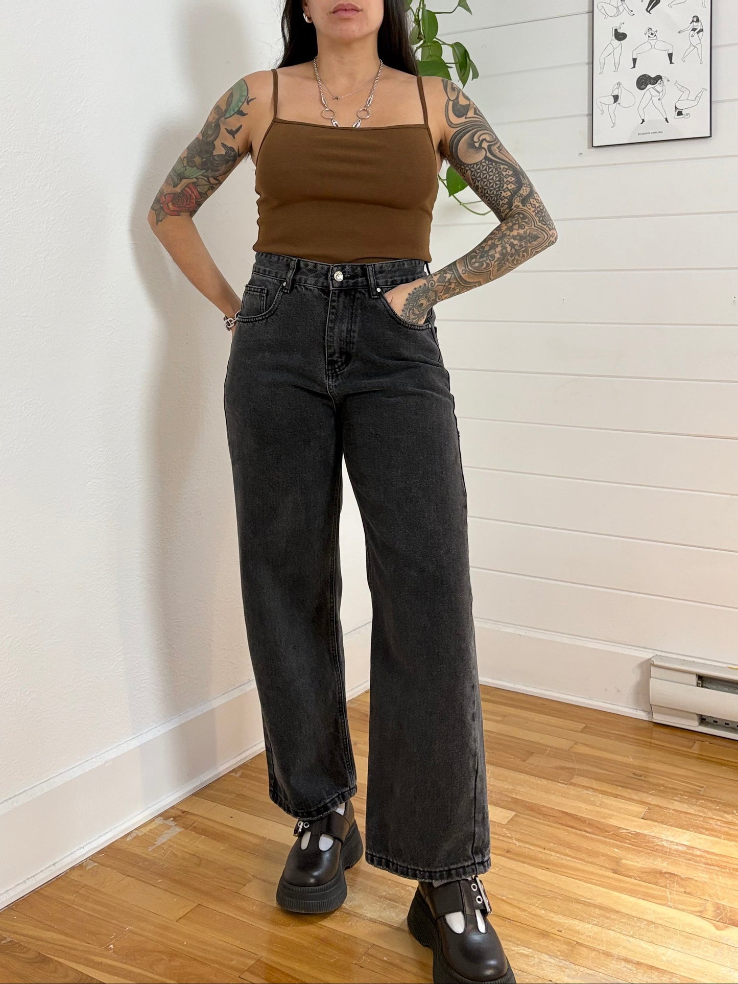Inflation streetwear wide leg jeans W28