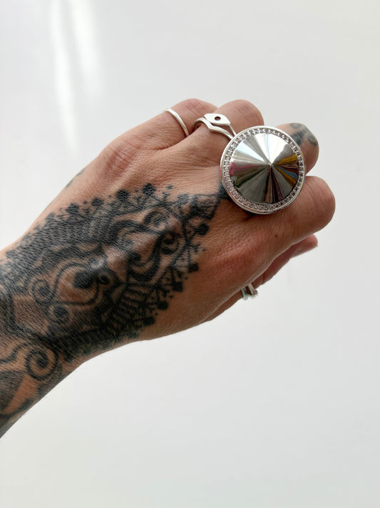 Noir NYC pave cone pyramid ring