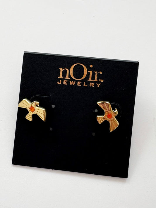 Noir NYC gold plated bird earrings