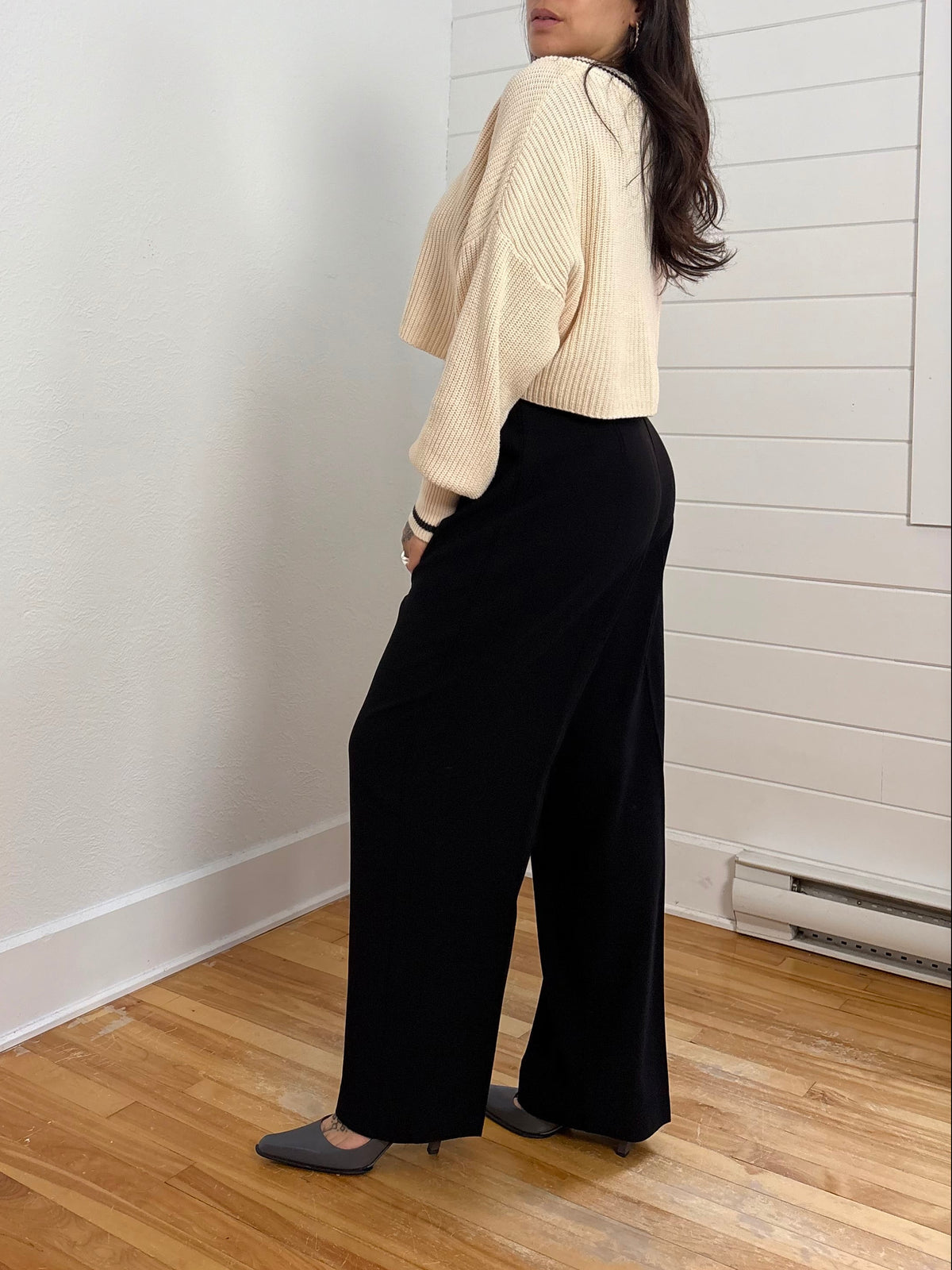 Vintage les ailes de la mode black trousers W30