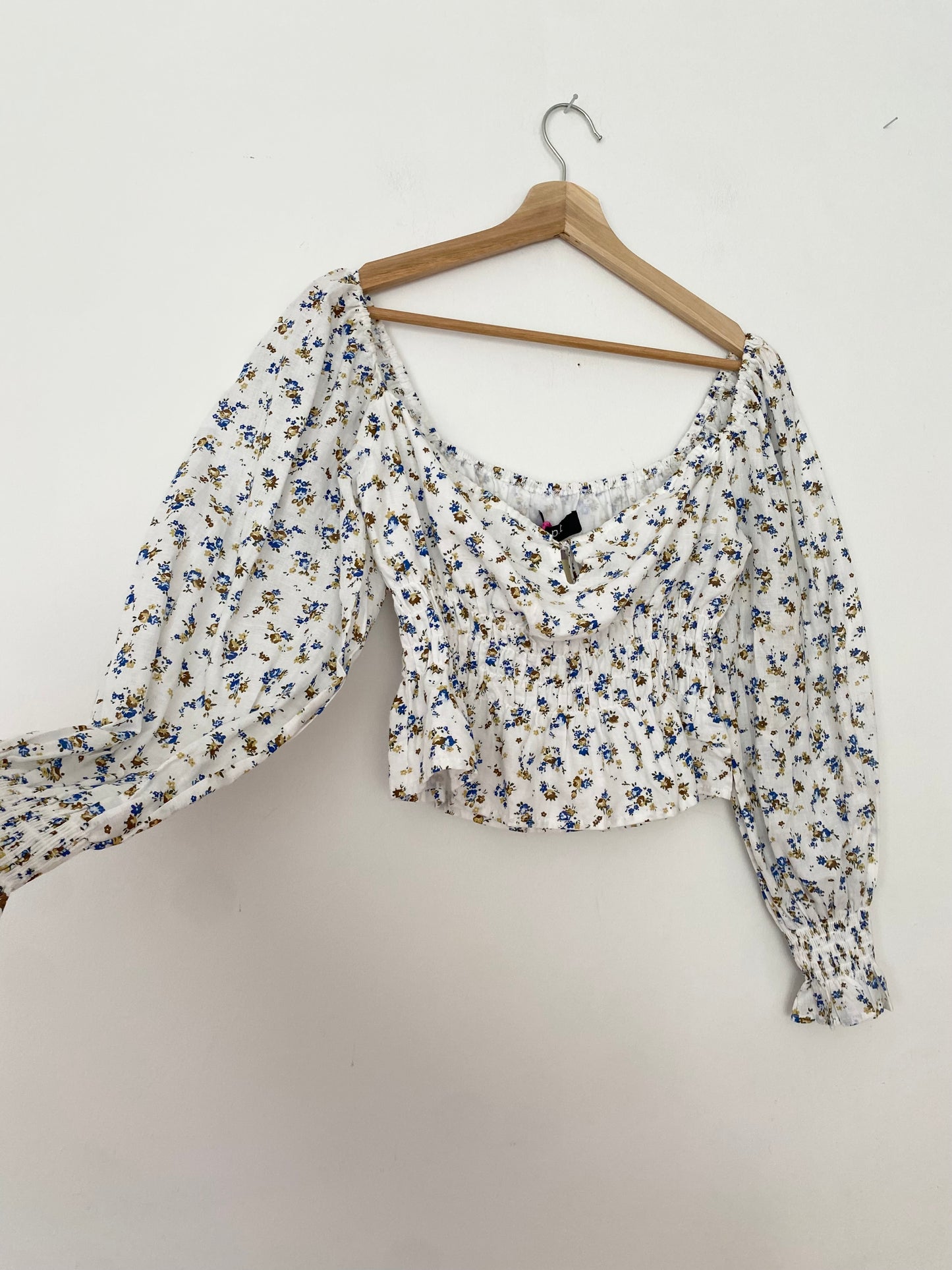 O.P.T smocked floral blouse Large