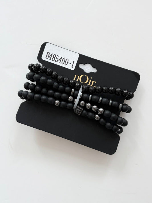 Noir NYC beaded bracelet stack