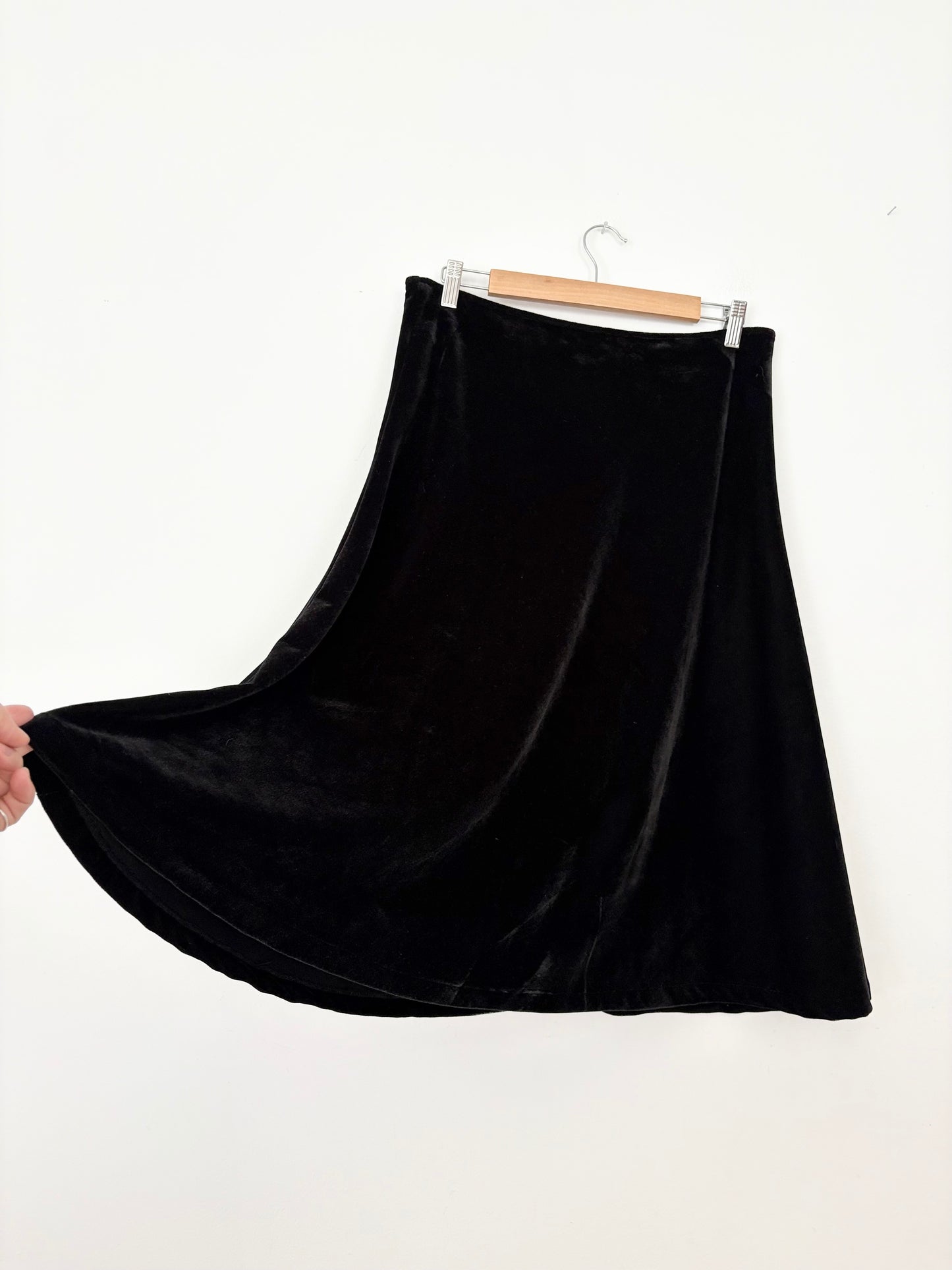 Y2K velvet silk blend midi skirt M/L
