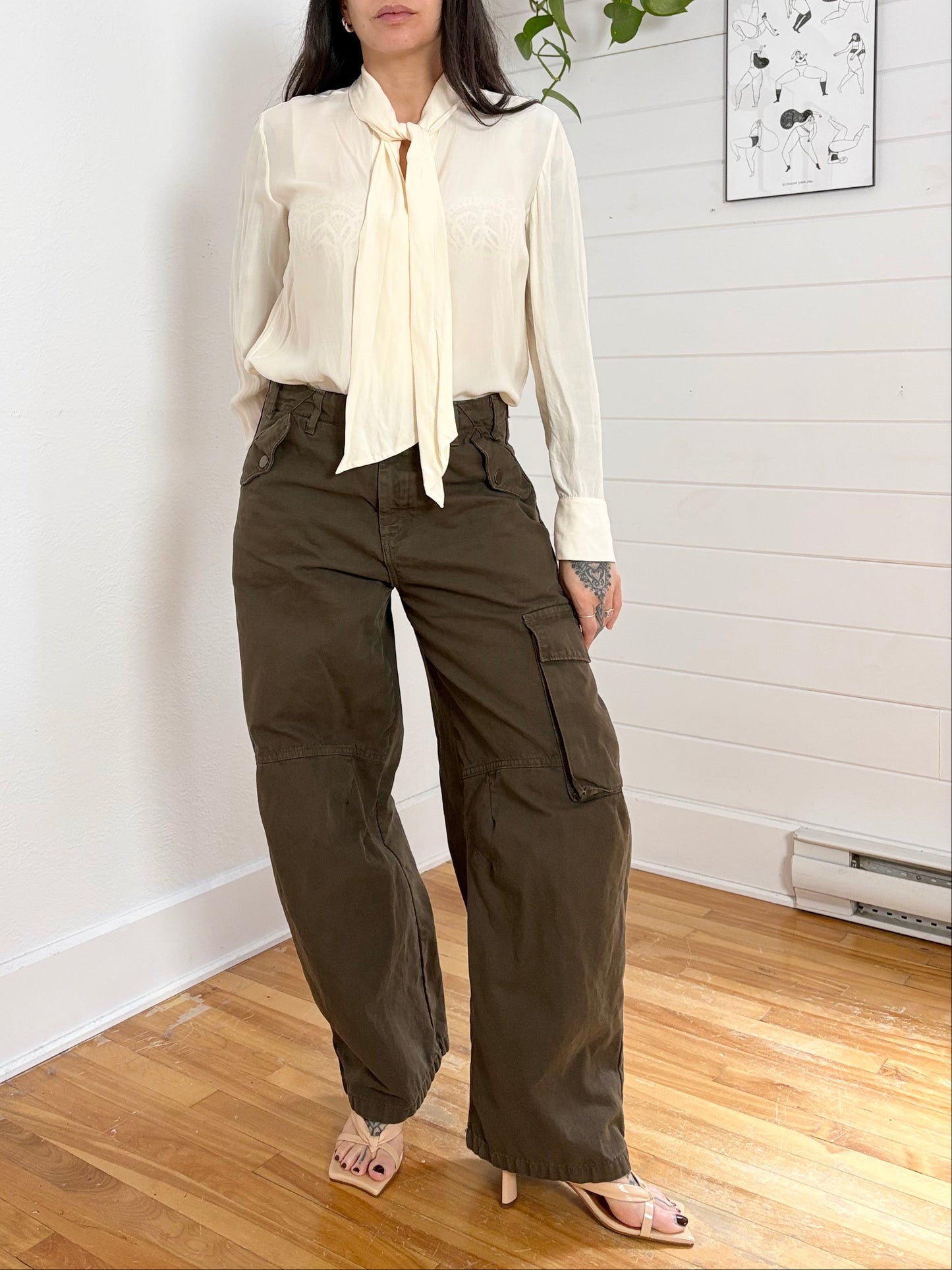 Chemisier Massimo Dutti en voile avec cravate, taille M