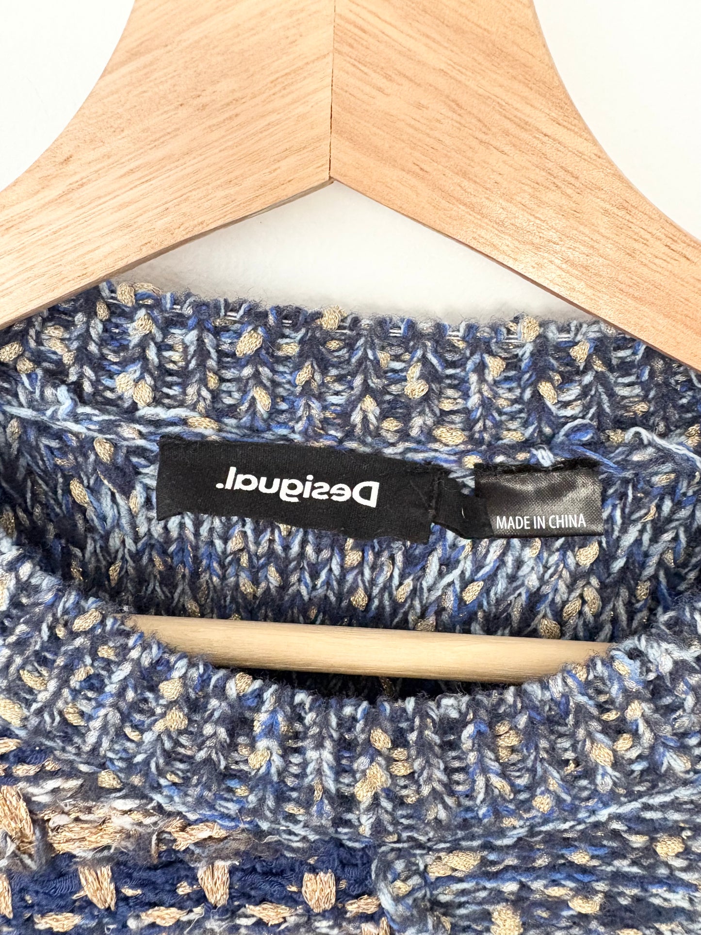 Desigual metallic hybrid chunky knit pullover M/L