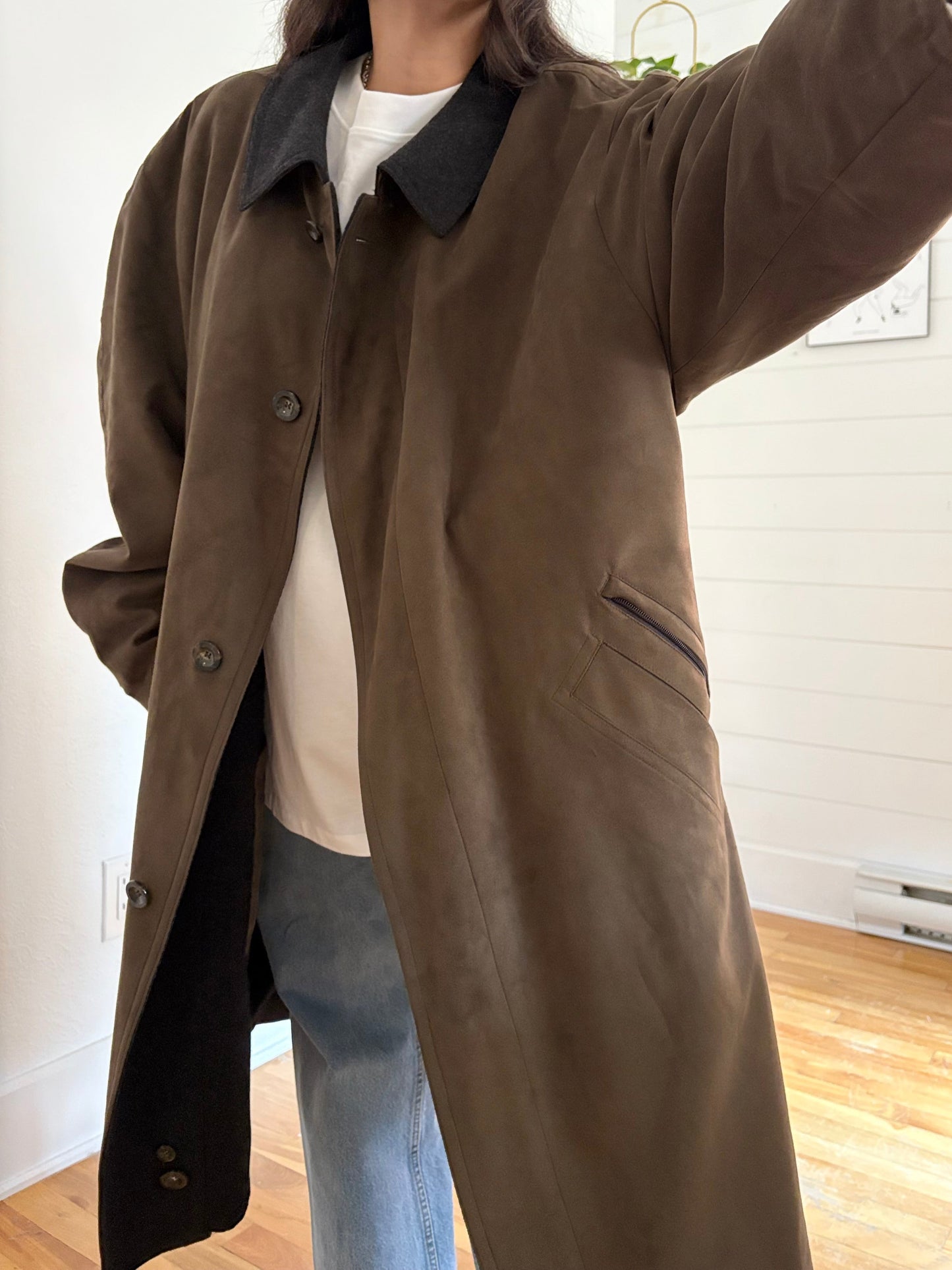 Trench-coat vintage à col contrasté Odermark by Ogilvy XL/XXL