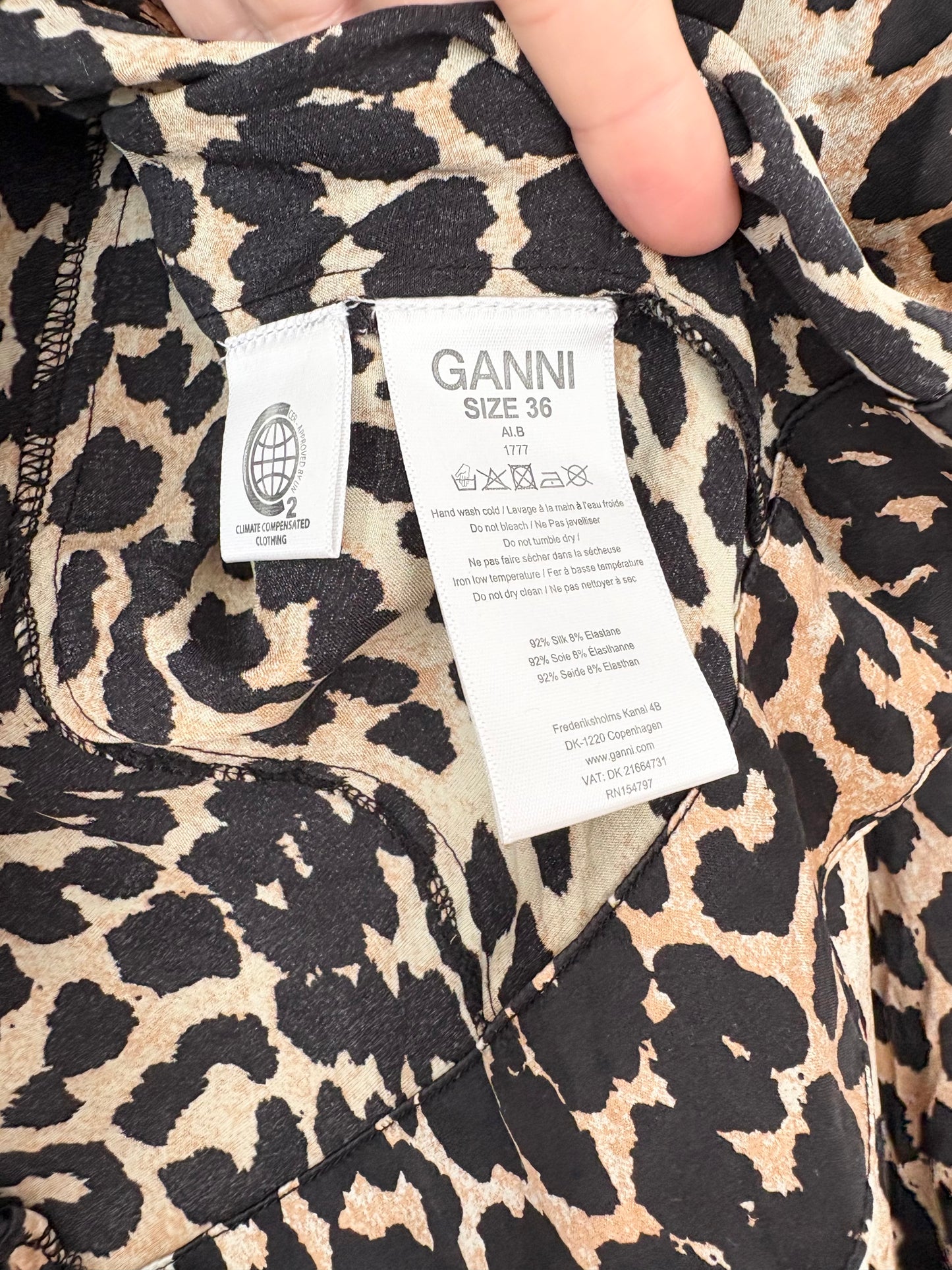 Ganni leopard print silk top Small