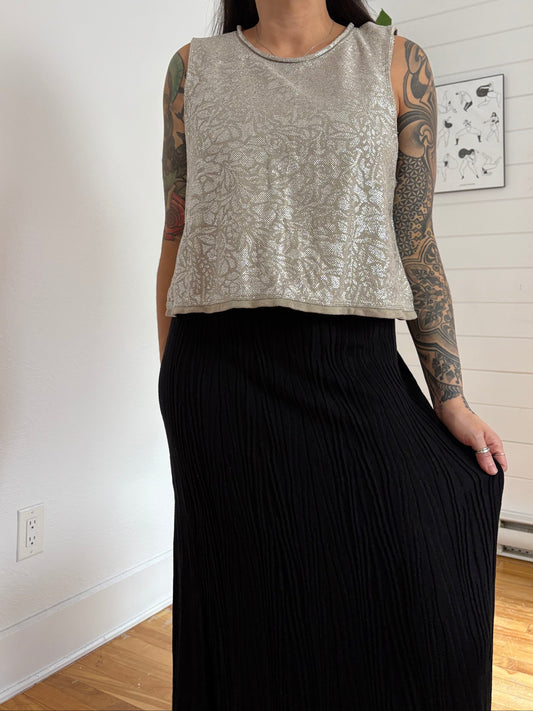 Free people metallic crop knit top Medium