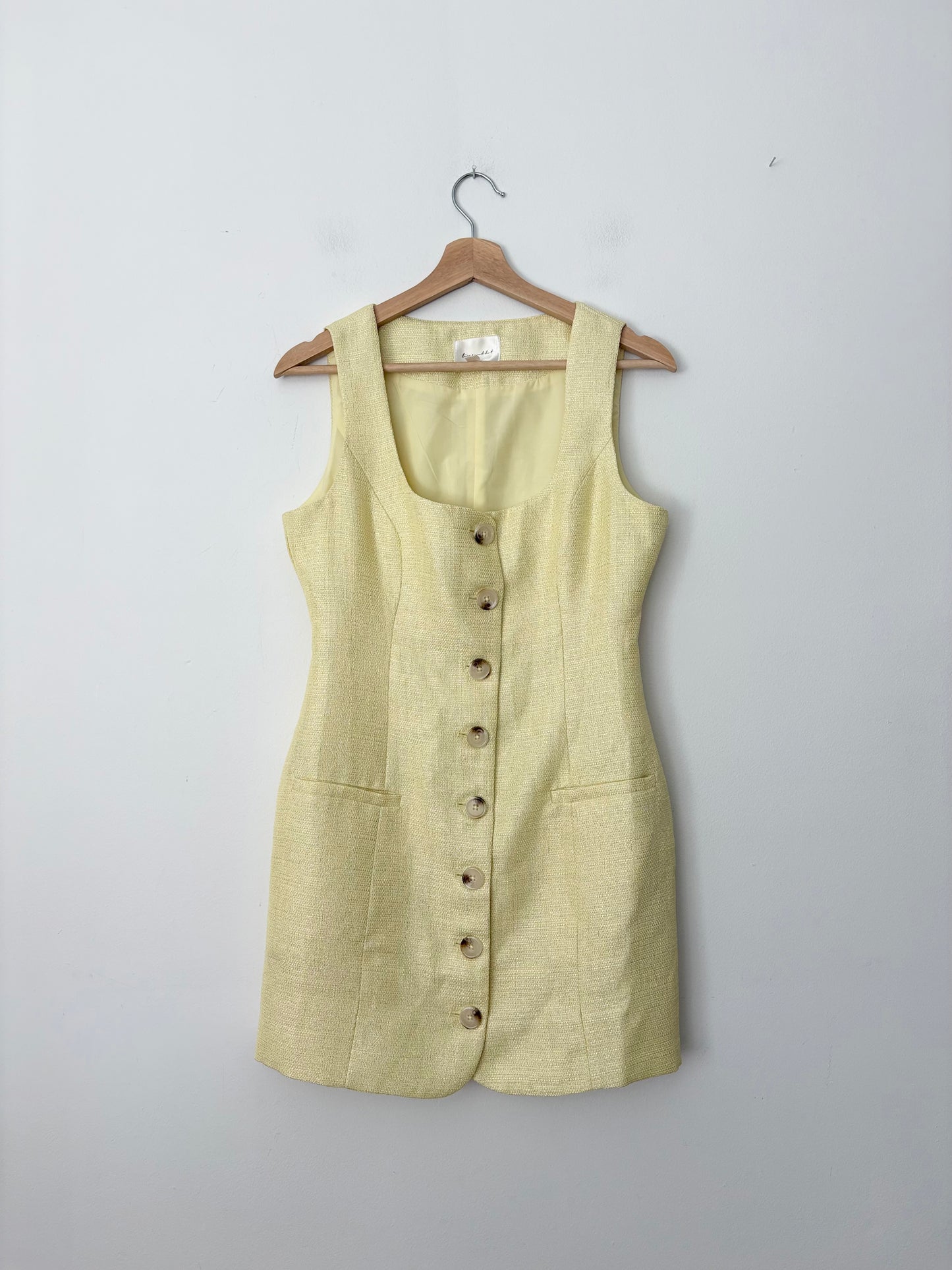 Line and dot sunnie mini dress in Lemon Small