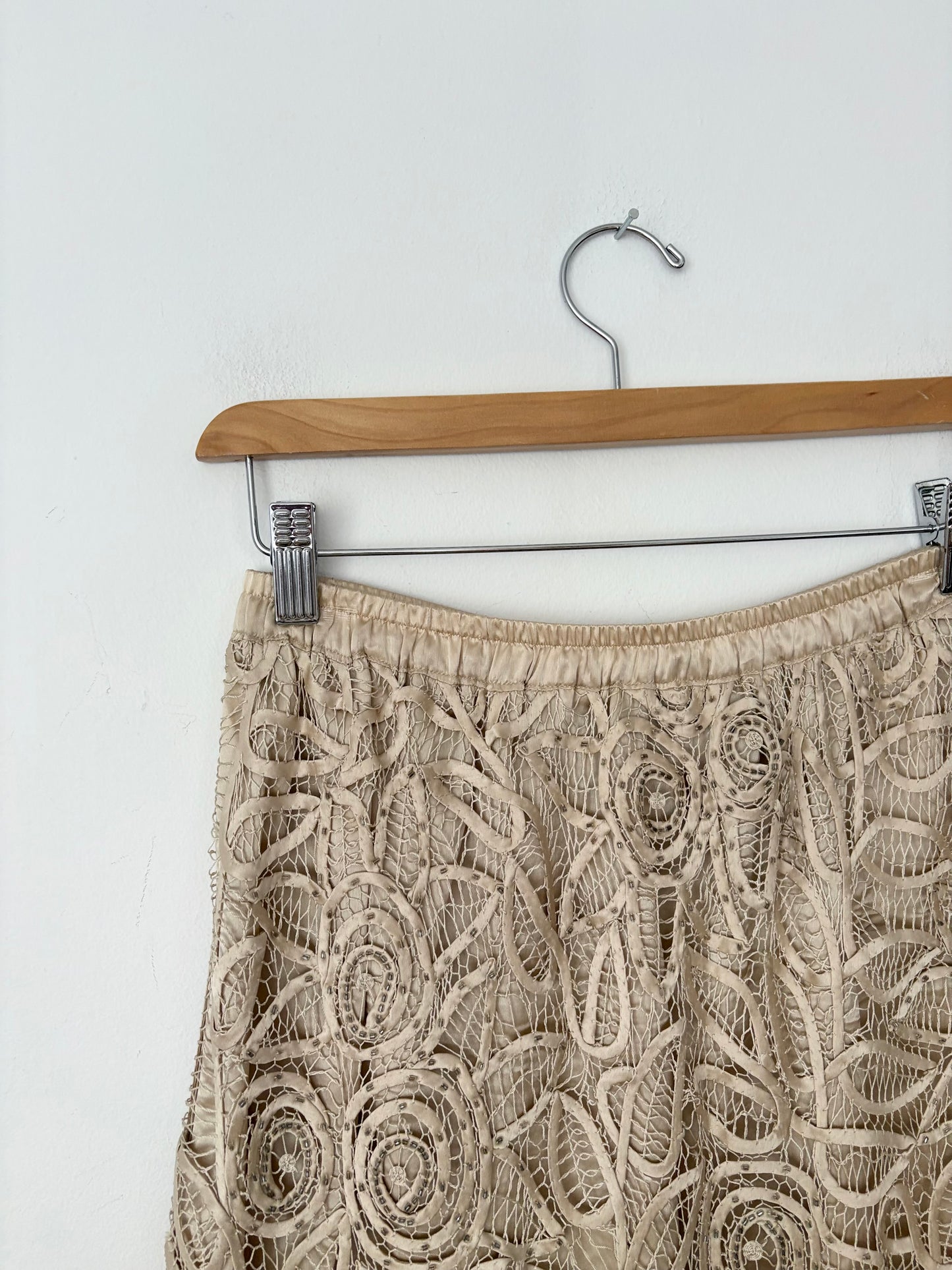 Vintage silk lace midi skirt S/M