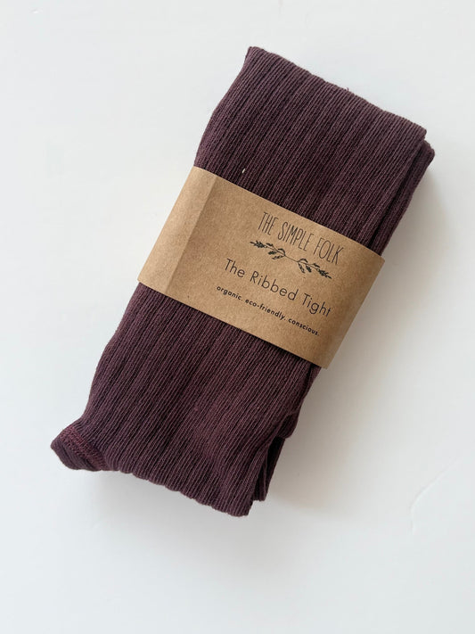 The simple folk ribbed tights in huckleberry 2/4Y