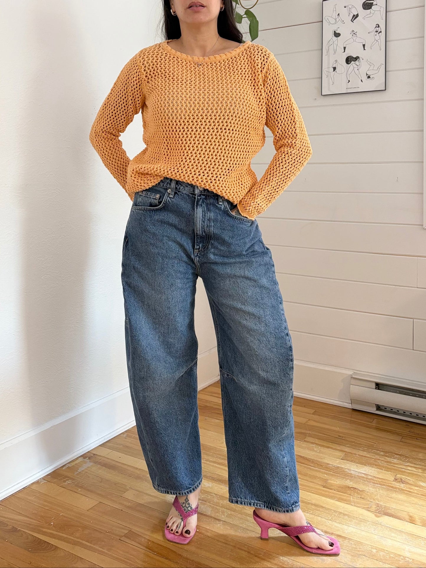 Lafayette 148 open stich linen blend sweater Small