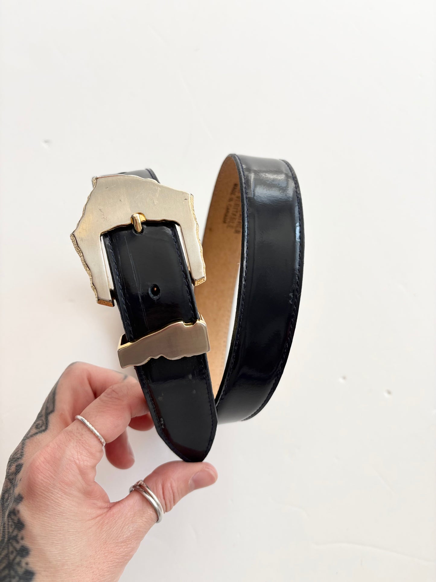 Vintage patent leather belt XS