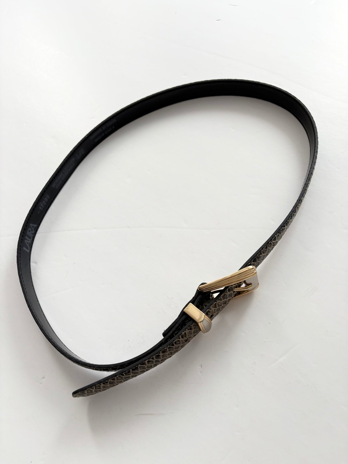 Vintage leather snakeskin belt Large