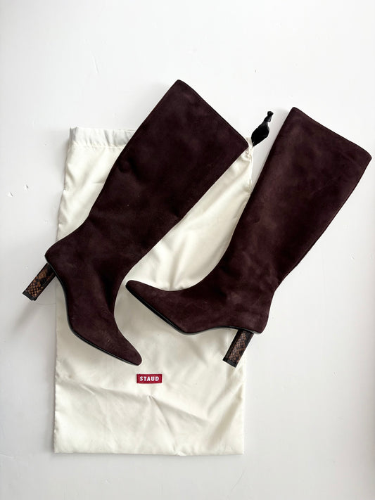 Bottes en daim marron STAUD Benny, pointure 36
