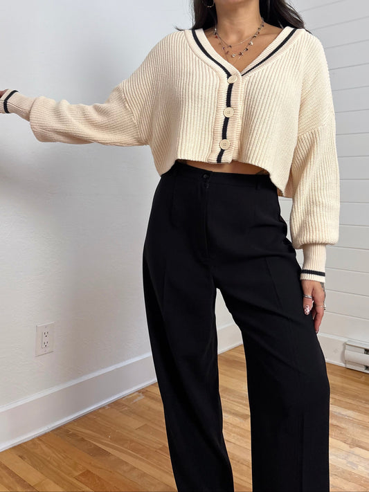 Oak + Fort varsity crop cardigan Small