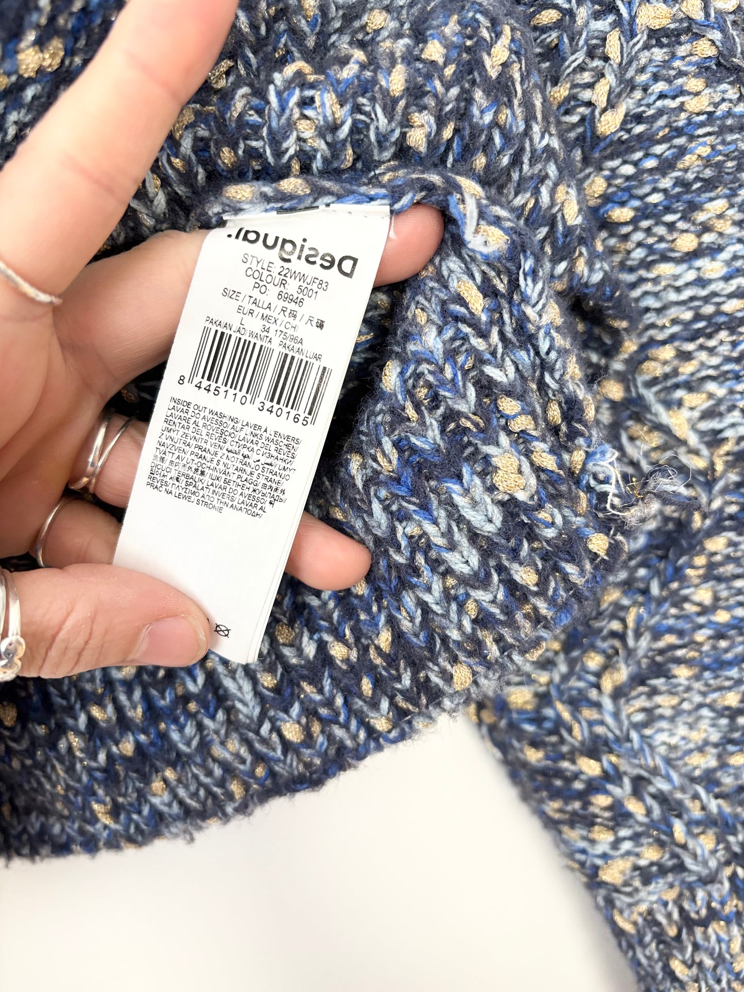 Desigual metallic hybrid chunky knit pullover M/L