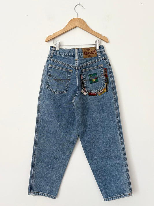 Vintage bugle boy patchwork tapered jeans 7Y