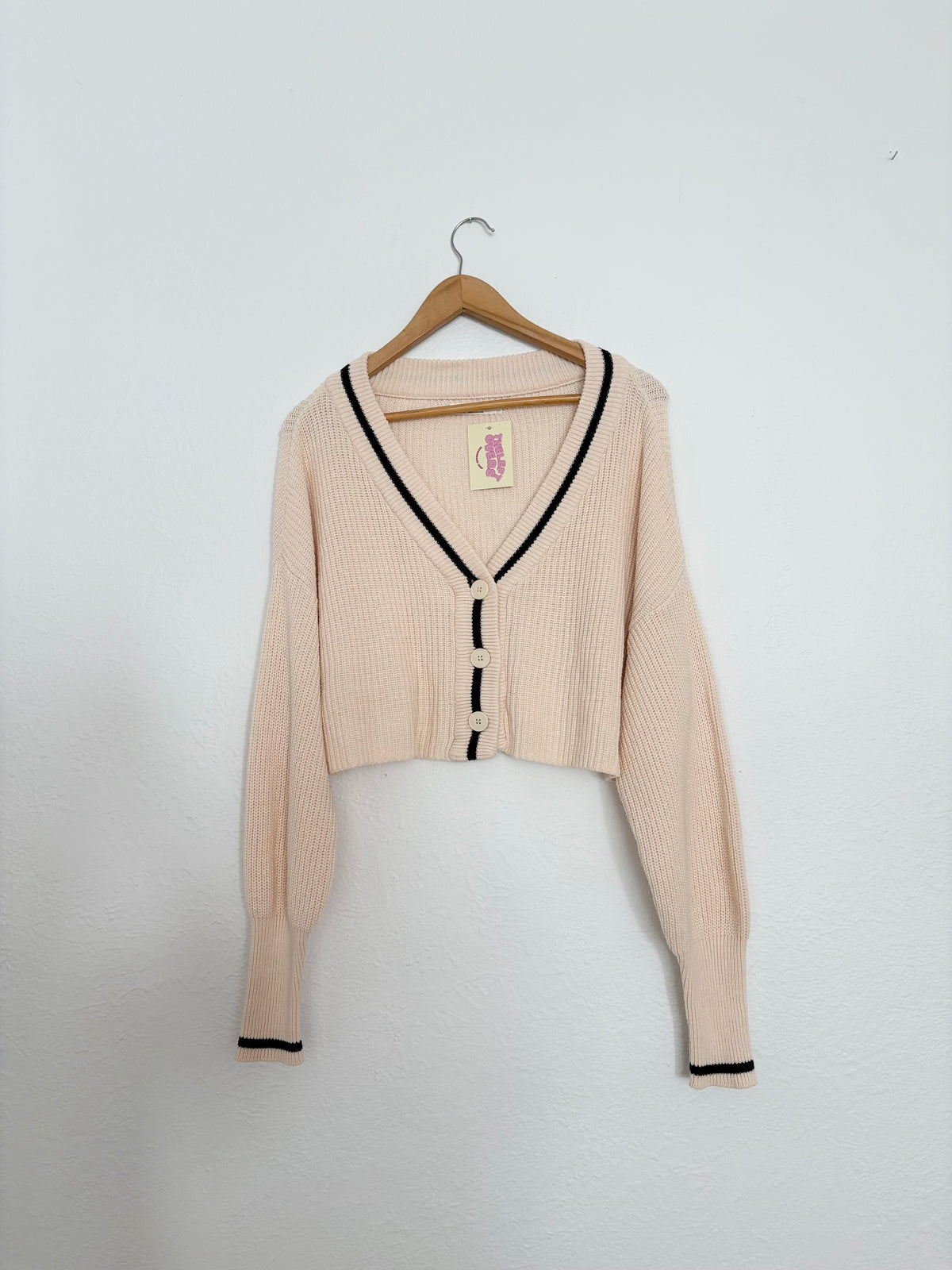 Oak + Fort varsity crop cardigan Small