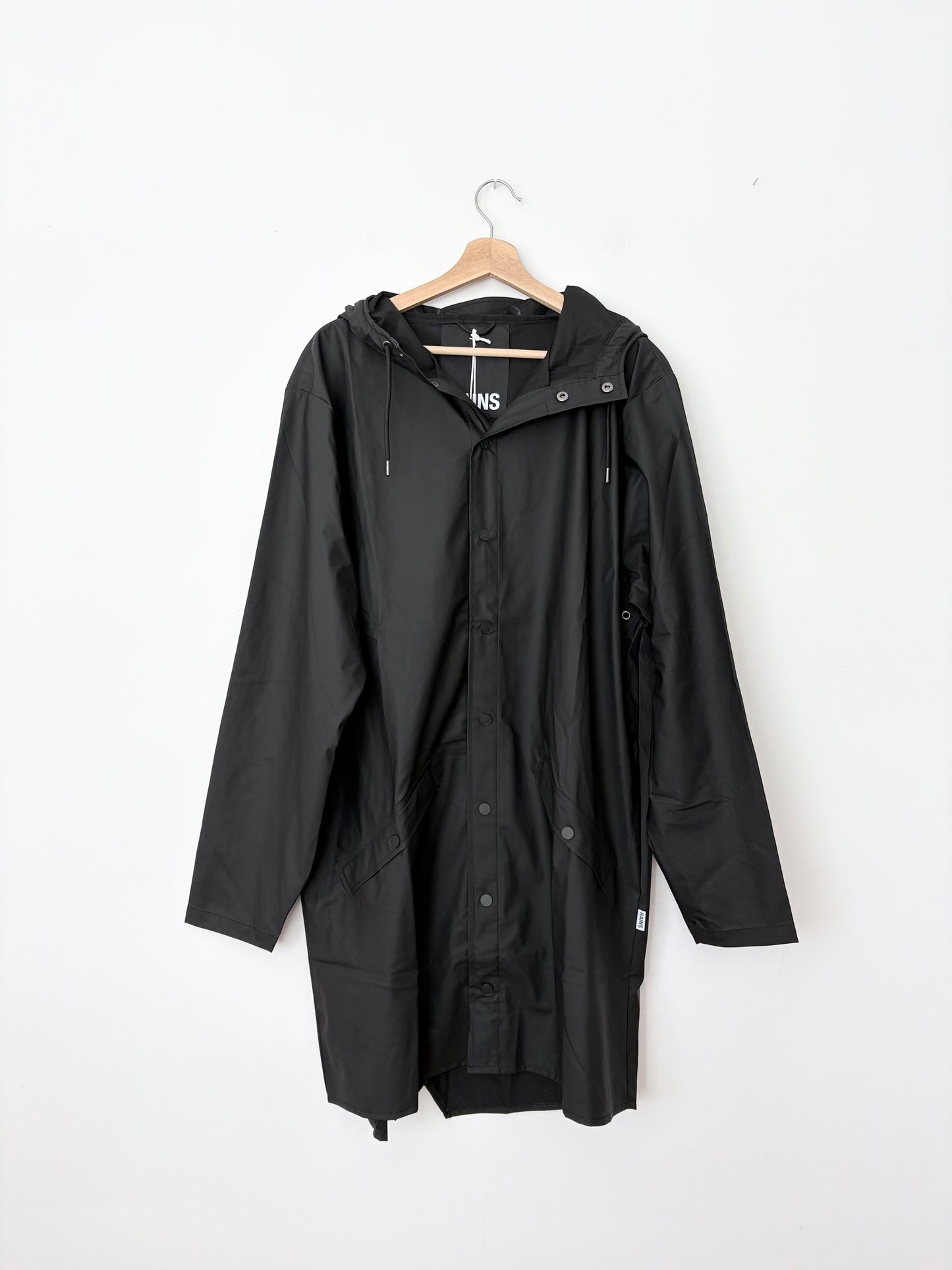 RAINS W3 long jacket in black Large