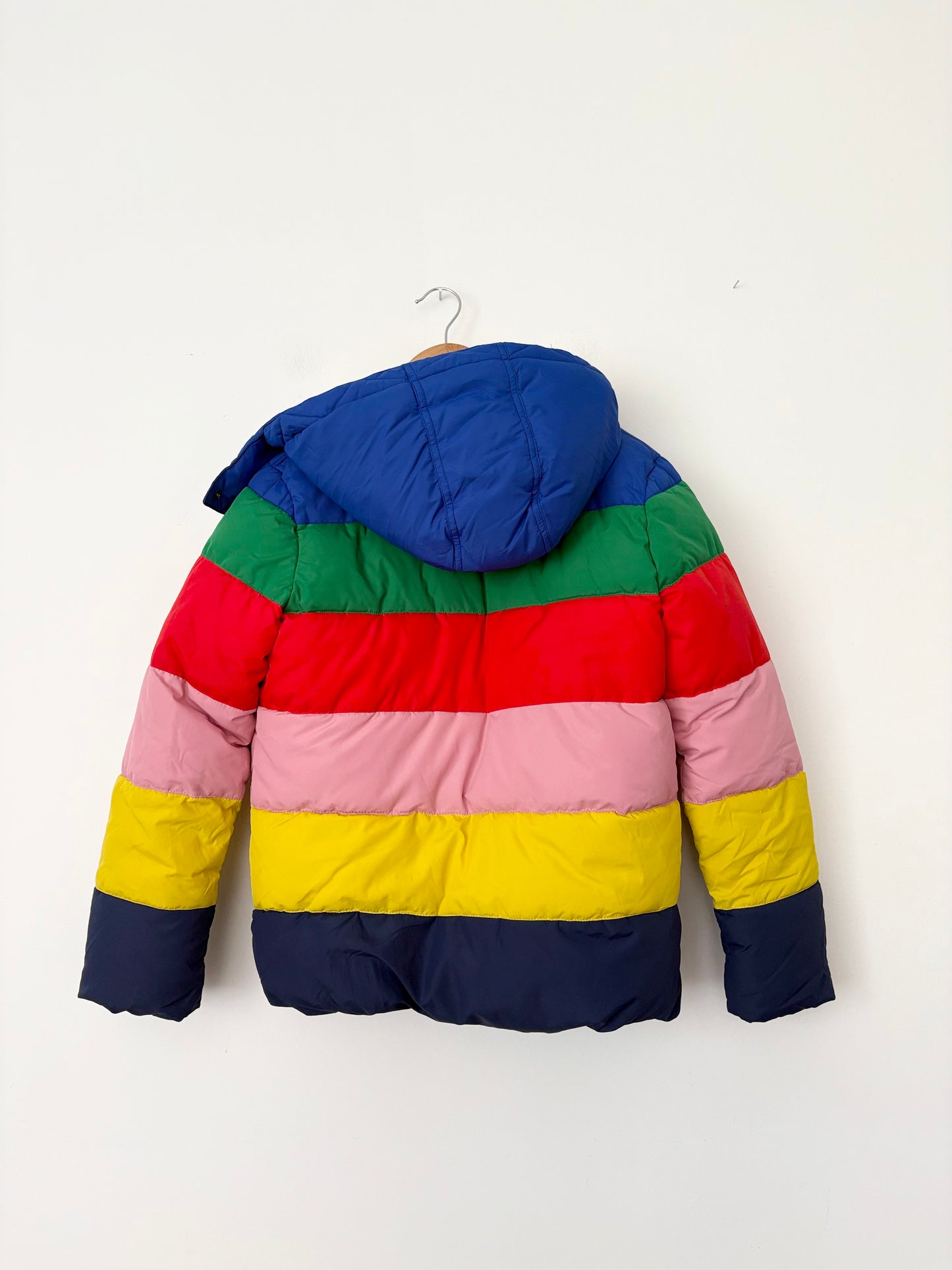 Mini boden sherpa lined rainbown puffer coat 11/12Y