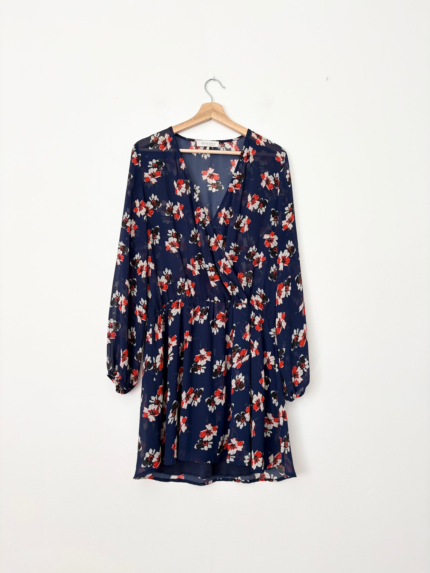 WAYF semi sheer floral mini dress Large