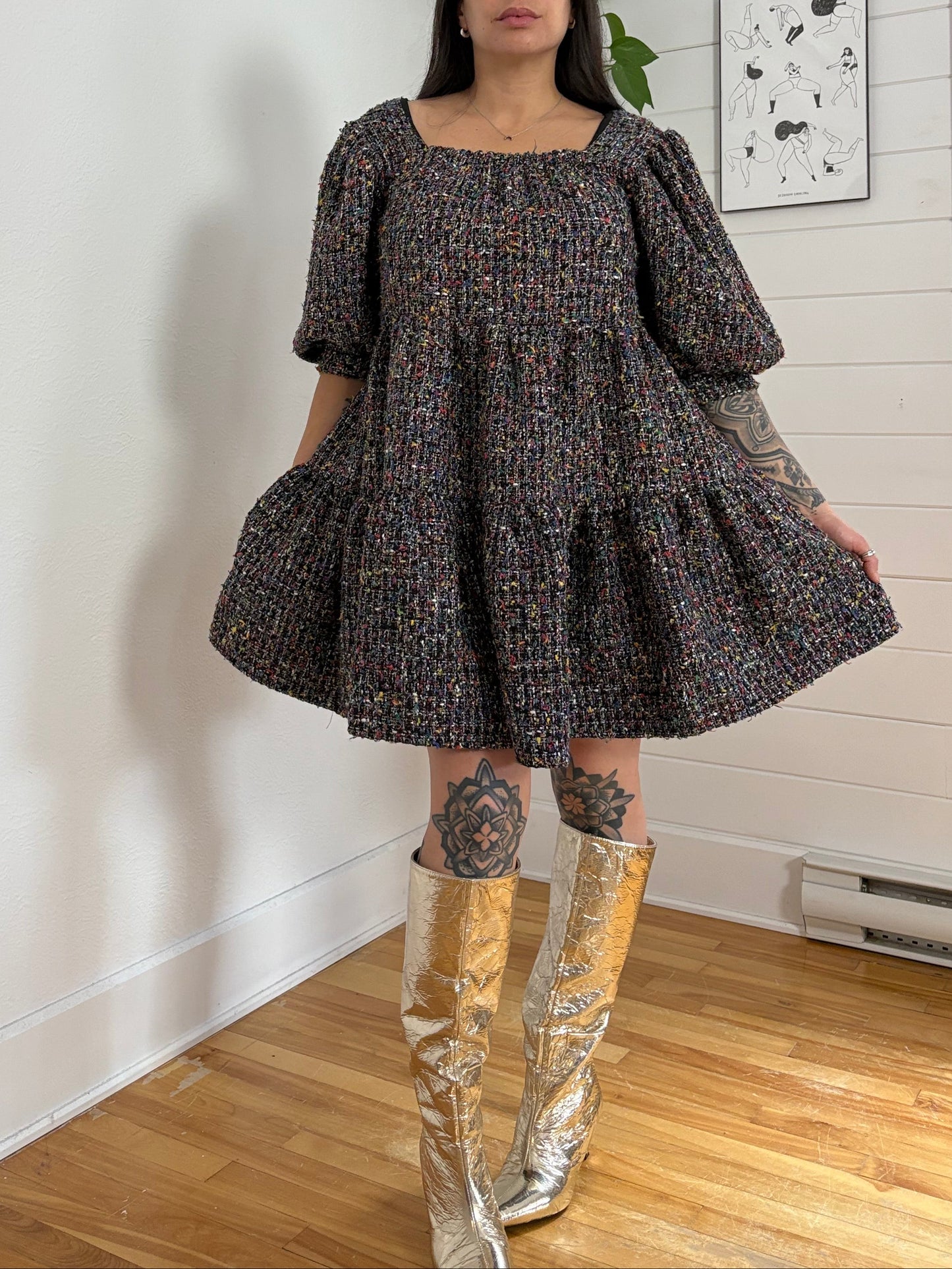 Robe babydoll en tweed Sister Jane Walt, taille S/M