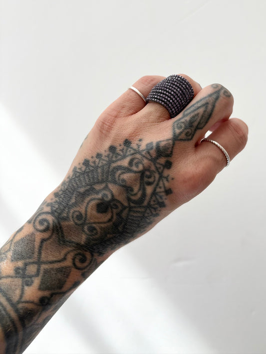 Noir NYC purple crystal spiral ring