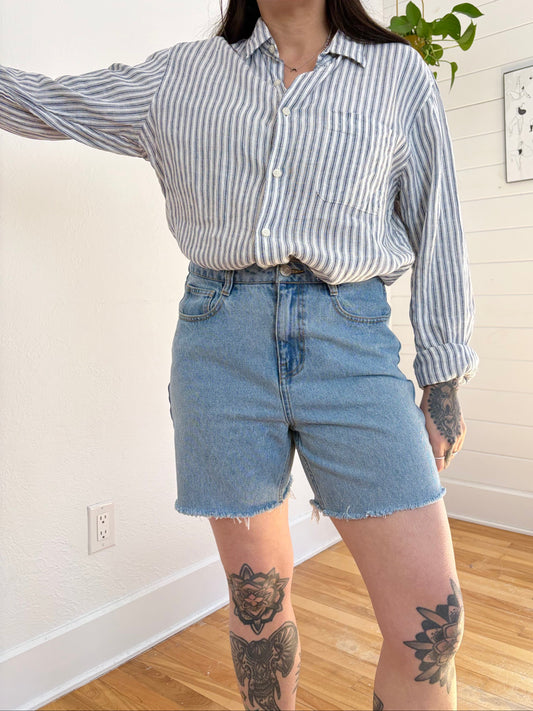 Uniqlo stripe linen button up shirt Large