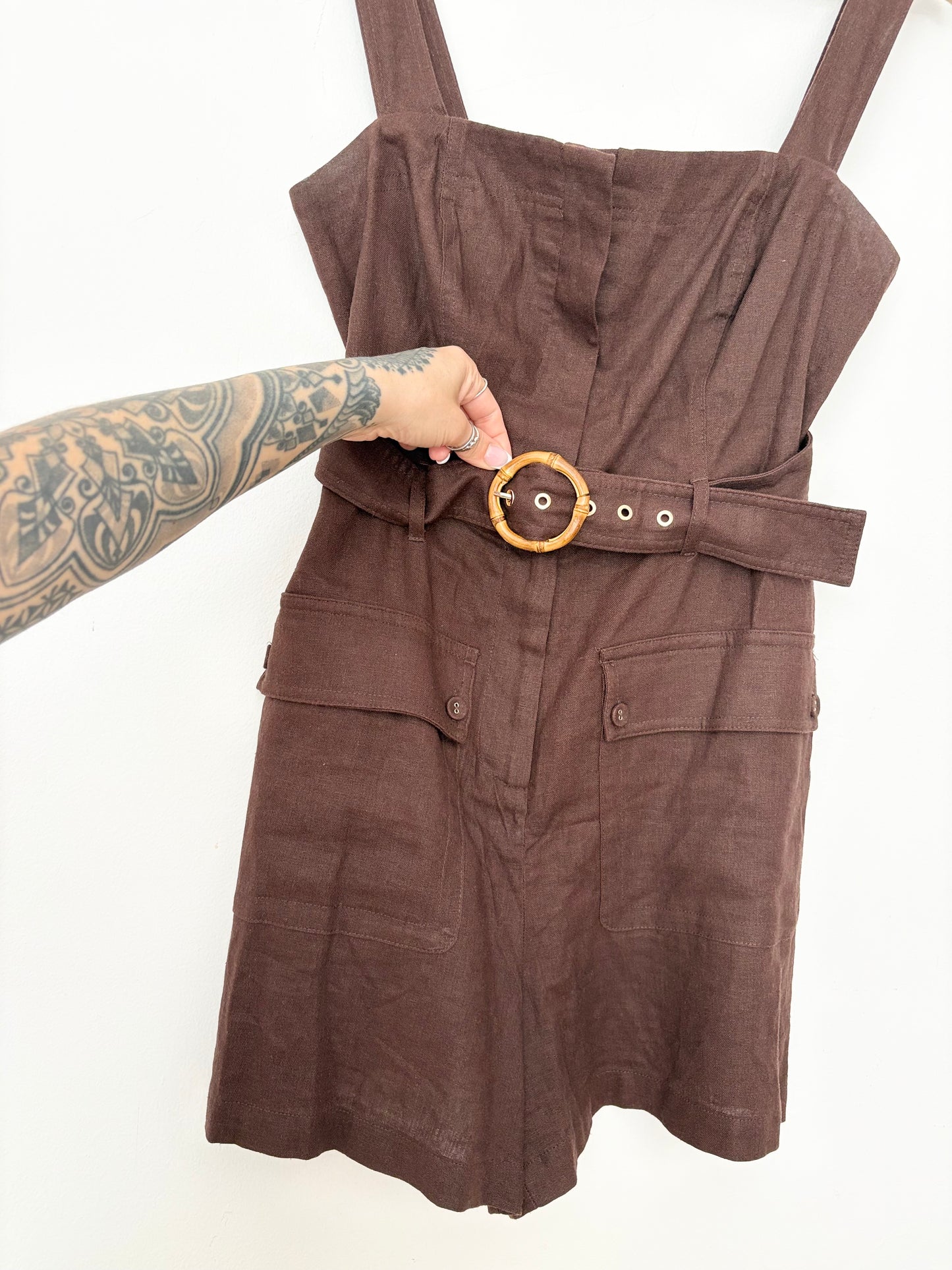 Combishort en lin ceinturé House of Harlow, taille M