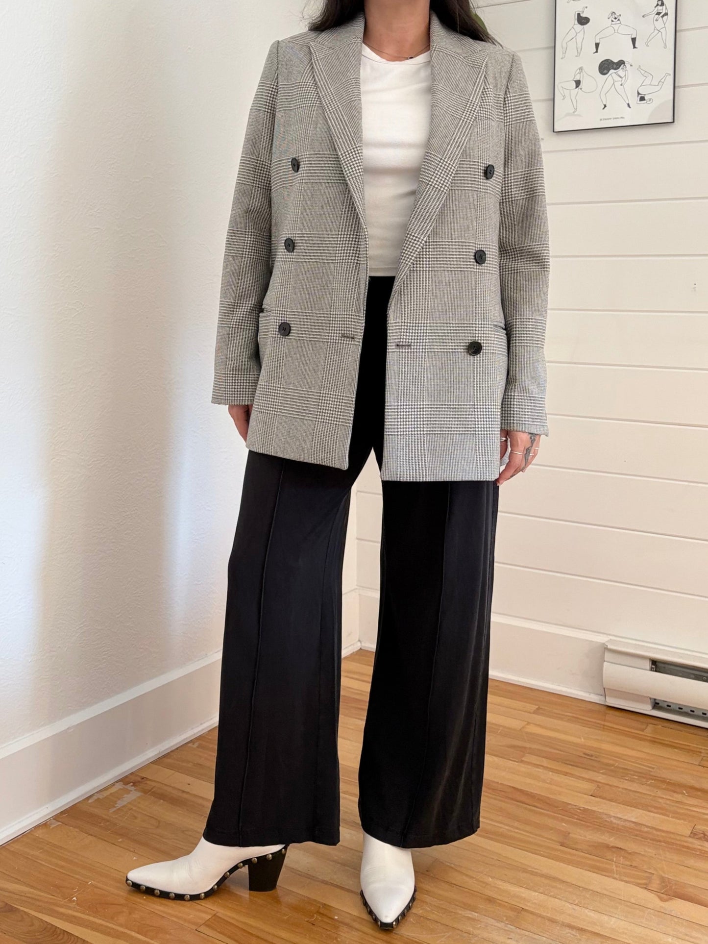 All Saints Astrid wool blend check blazer Medium