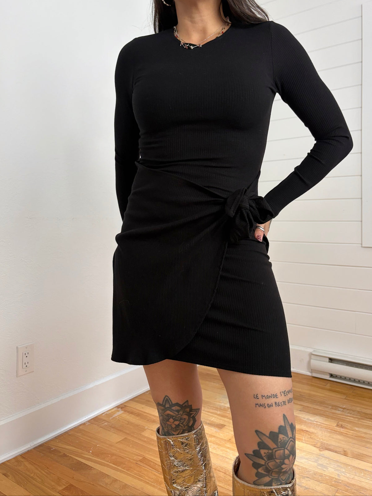 Reformation ribbed calli mini dress Small