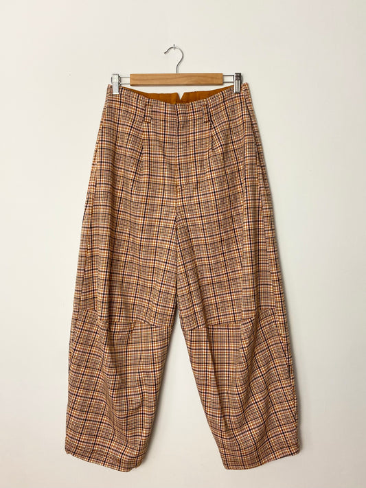 Free People Barrel leg checkered trousers W27