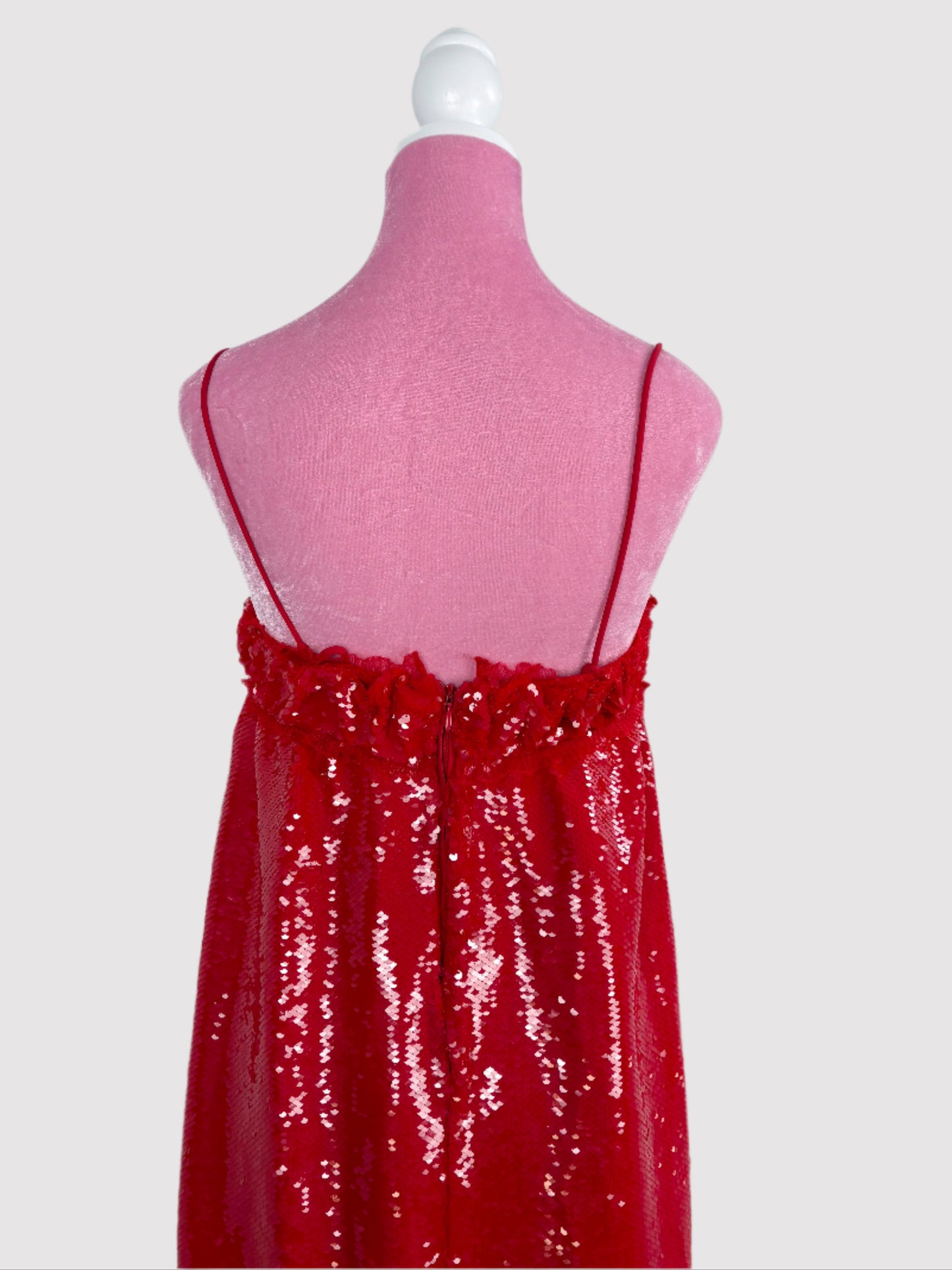 Ganni red sequins mini dress Small