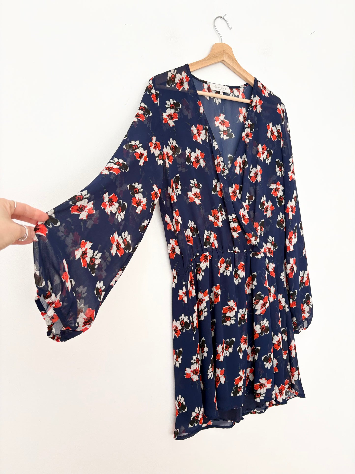 WAYF semi sheer floral mini dress Large