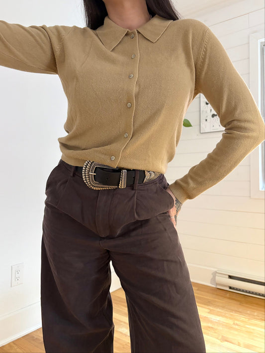 Vintage knit collared cardigan M/L