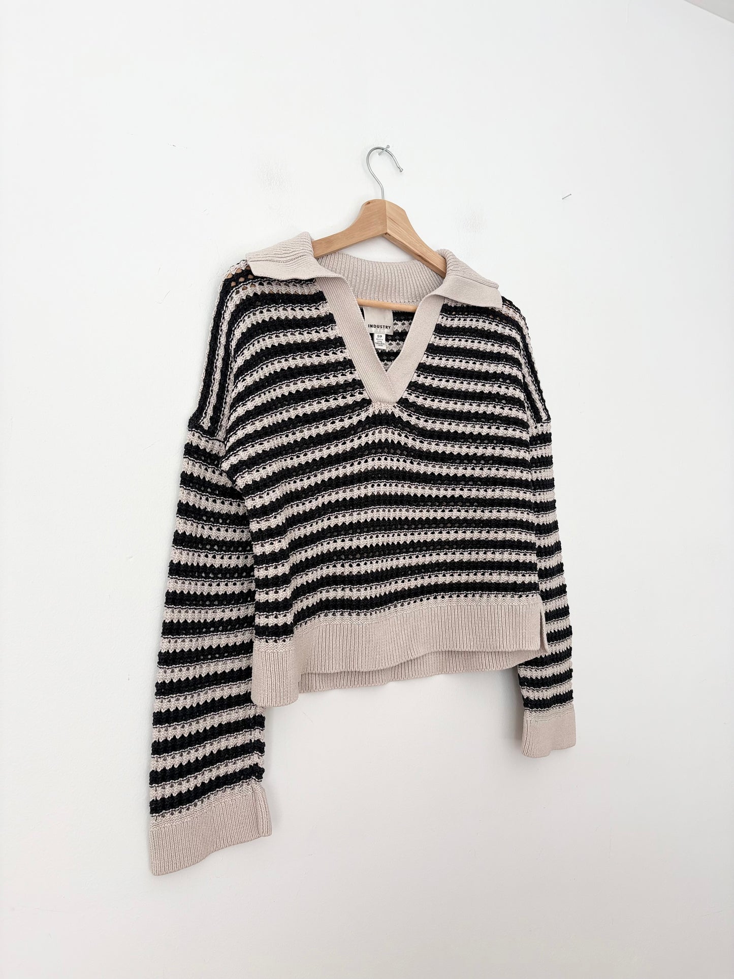 Industry structured open knit sweater Small