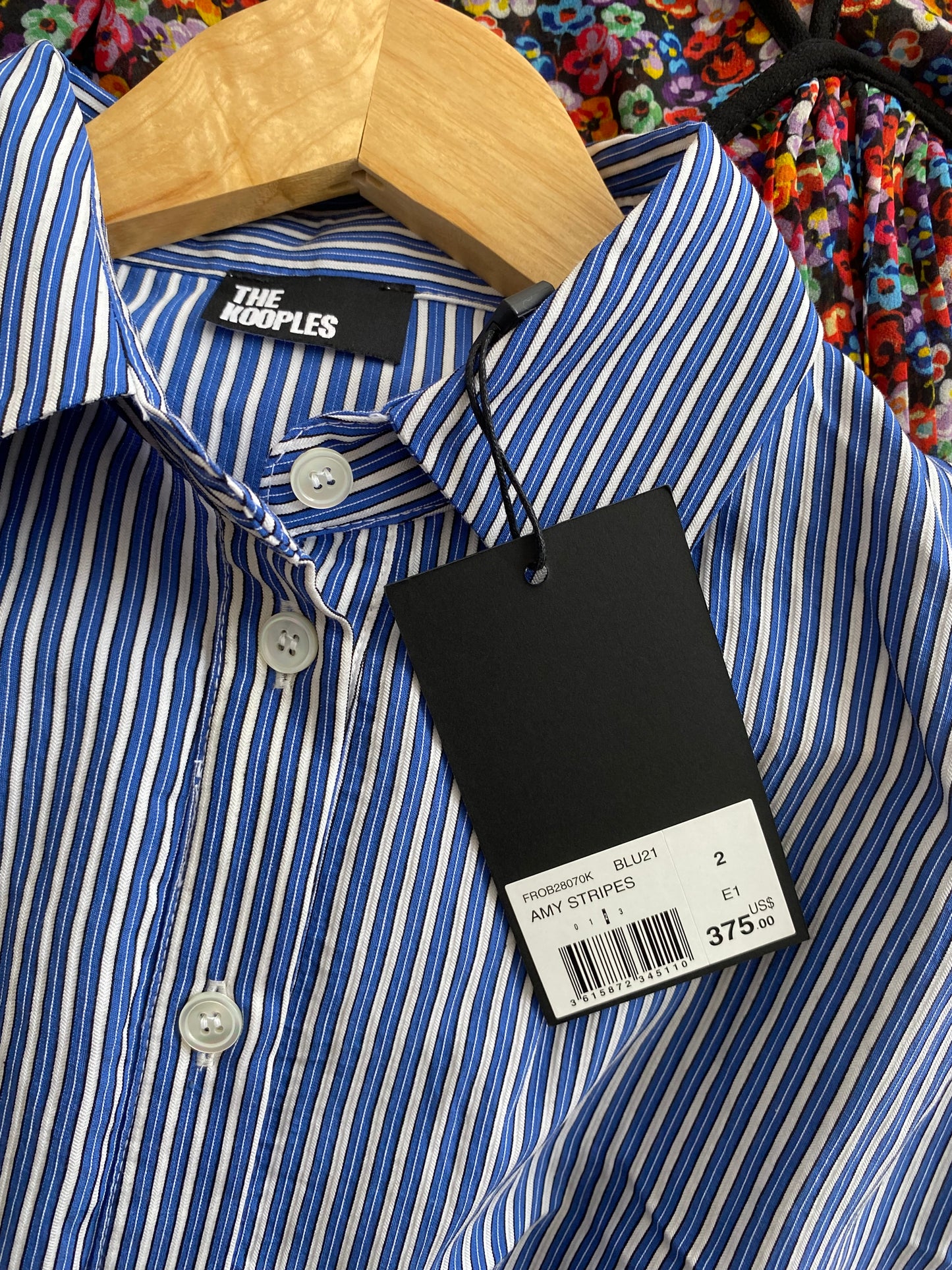 The kooples Amy stripe smocked waist shirt dress Medium