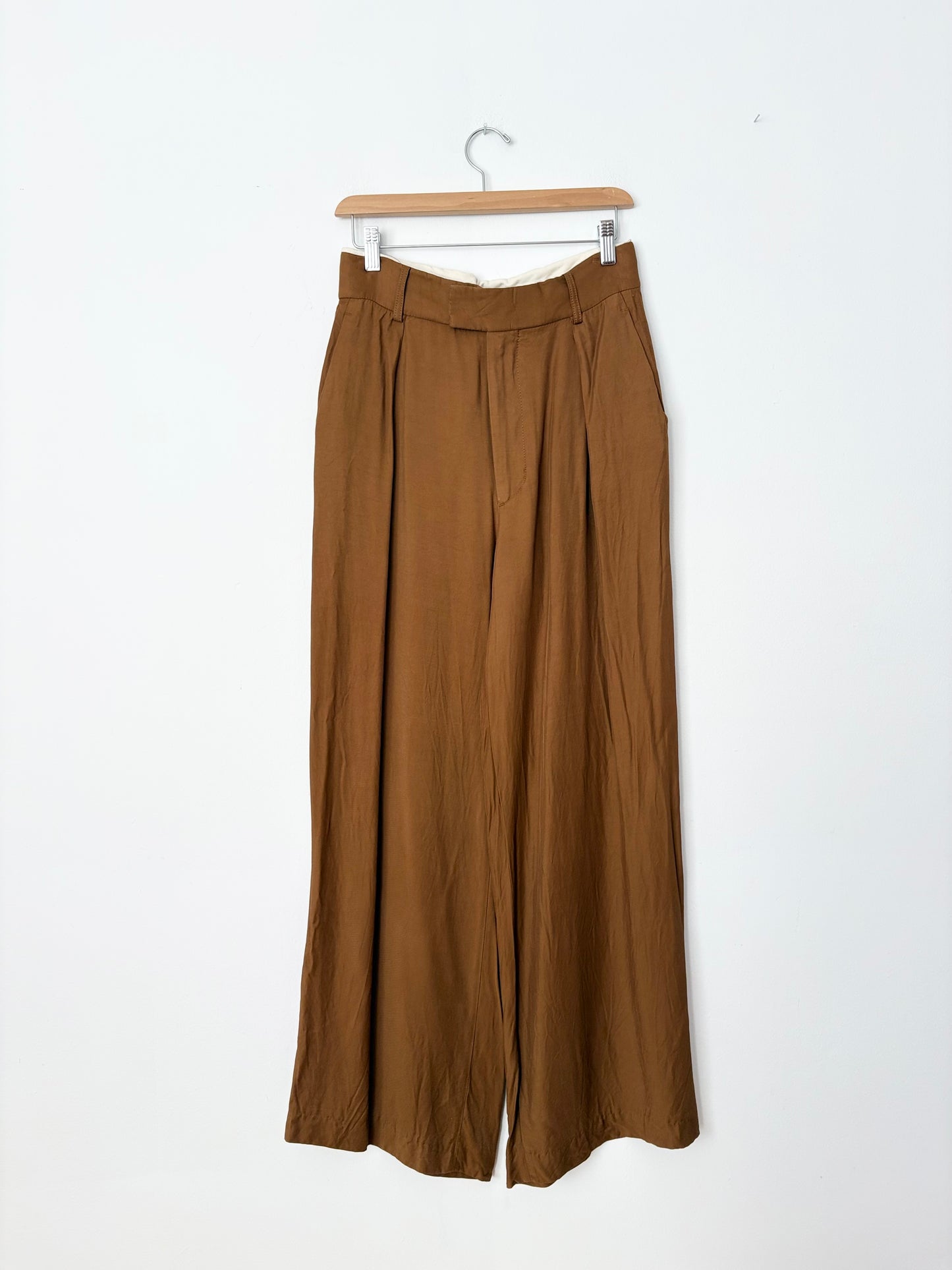 Pantalon large à doublure contrastée Zara W28