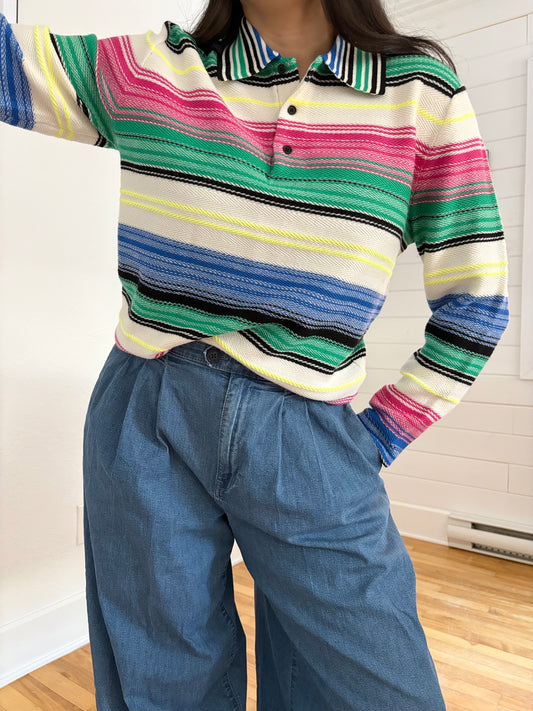 Polo The Kooples à rayures dégradées en laine mélangée, taille M/L