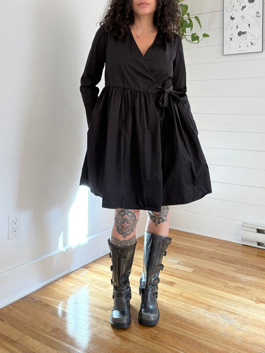 COS Pleated fold-over dress S/M