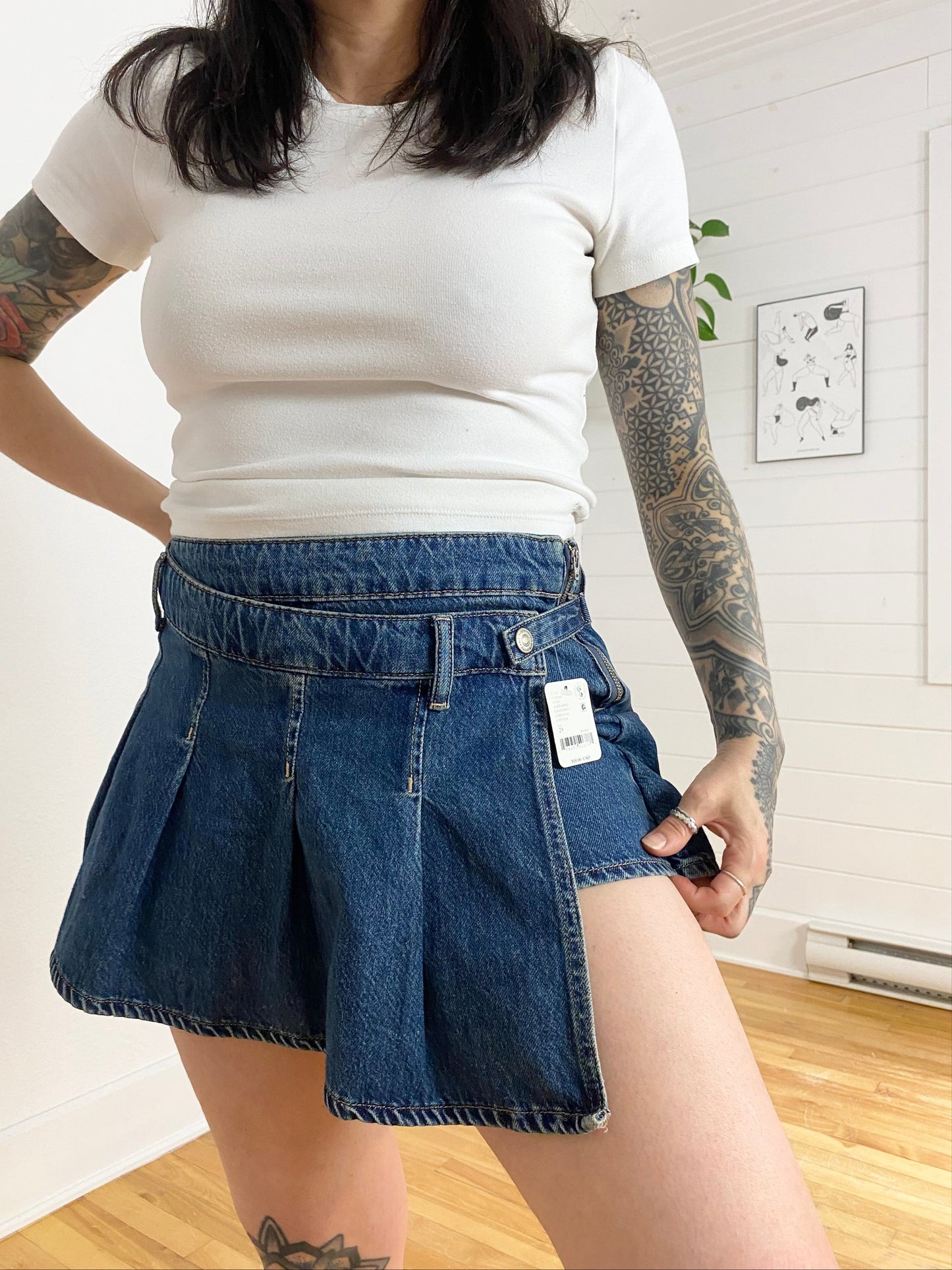 Free People Stephie pleated denim skort W29