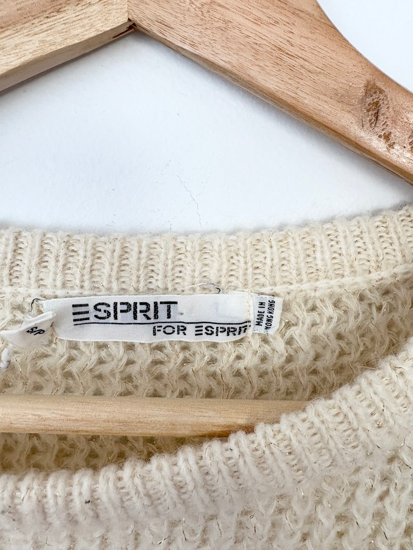 Pull vintage Esprit en maille métallisée mélangée mohair, taille S