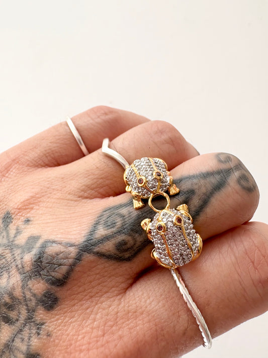 Noir NYC gold plated kissing frog ring