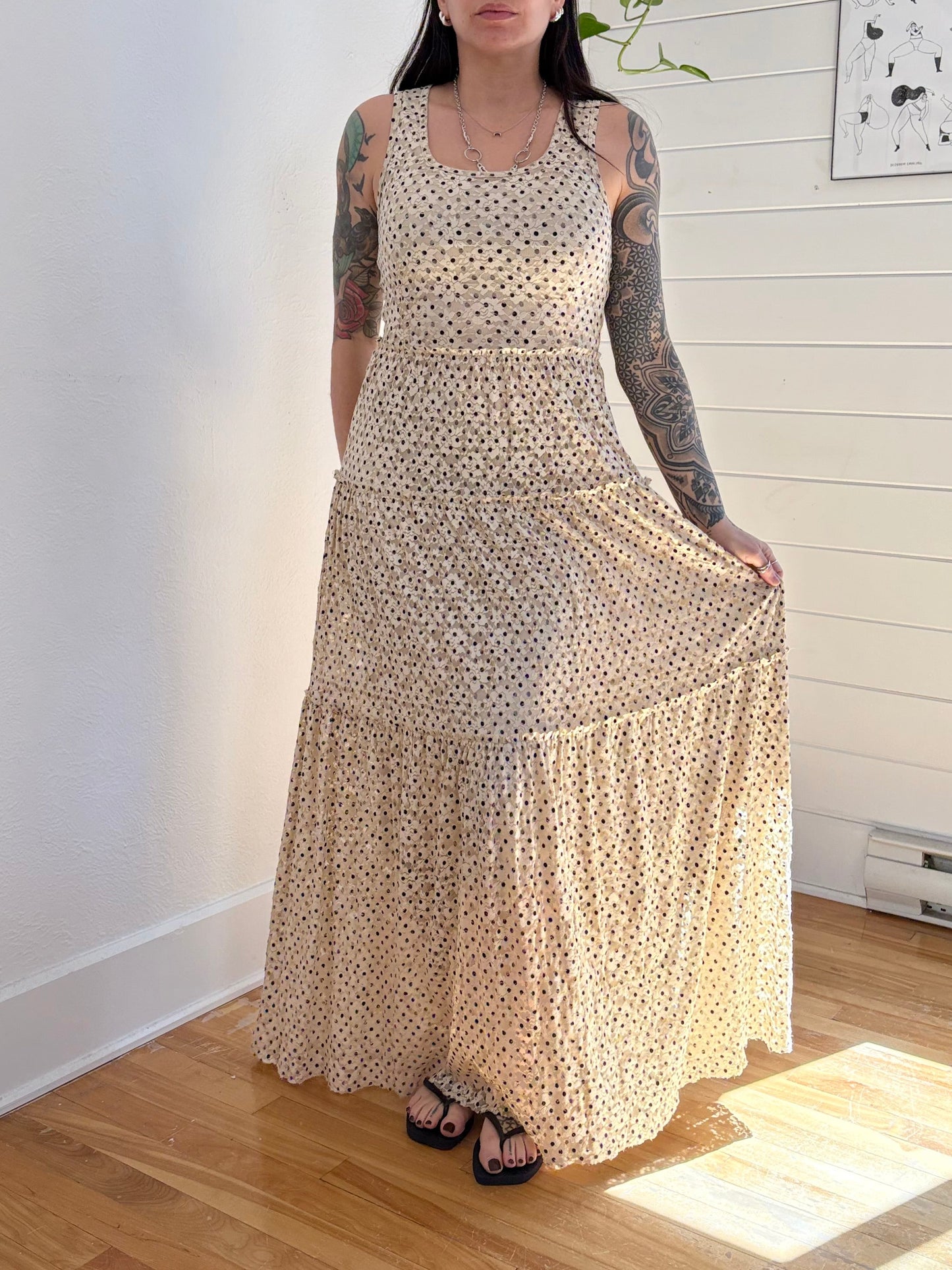 Robe longue en dentelle Marigny Anthropologie Meadow Rue, taille S