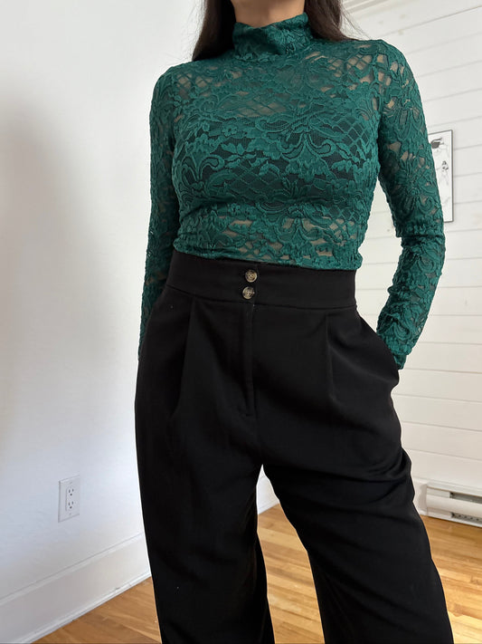 AFRM green lace turtleneck Medium