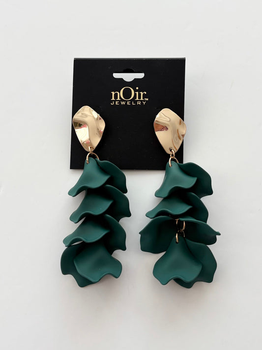Noir NYC wavy floral pendant earrings