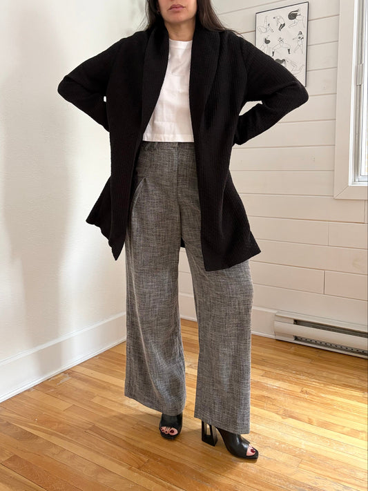 Gilet ouvert en maille gaufrée Eileen Fisher, taille L