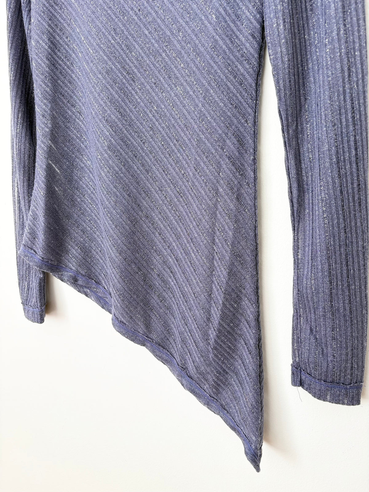 Free People sheer asymmetric sparkly top XS